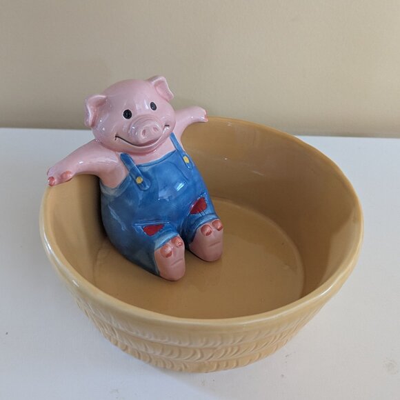 FARMER PIG VINTAGE TRINKET BOWL - Picture 3 of 4